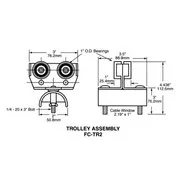 3" SS Trolley Assembly, SS Wheels, 2" Diameter Nylon Saddle - Image 2