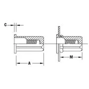 Flat Head Hex Body Round Counterbore Threaded Insert - Closed End - Metric - Image 2
